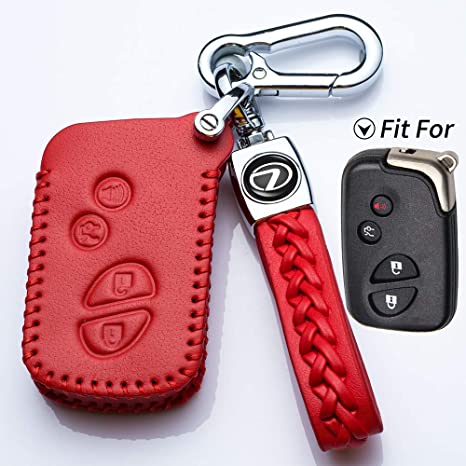 Jazzshion Key Fob Cover Case Jacket Keyless Clicker Remote Smart Key Holder Chain Keychain for GS430 GS300 IS350 IS250