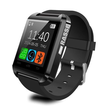 Rasse Bluetooth 3.0 Smartwatch for iOS Apple iPhone 6,iPhone 6 Plus,iPhone 5s/5c/5/4s/4 Android Samsung S2/S3/S4/S5/Note 2/Note 3/Note 4 HTC Sony Blackberry Smartphone (Black)