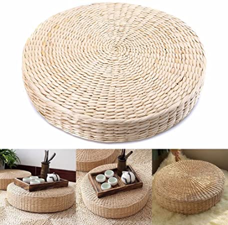 hudiemm0B Handmade Round Straw Weave Japanese FutonPillow Floor Yoga Zen Chair Seat Mat Cushion Pad