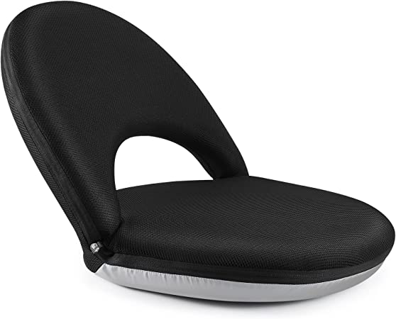 Nnewvante Floor Chair 42-Position Adjustable Floor Seating for Kids Adults with Back Support Folding Floor Seat Cushioned Recliner Meditation Washable Chaise Lounges, Black