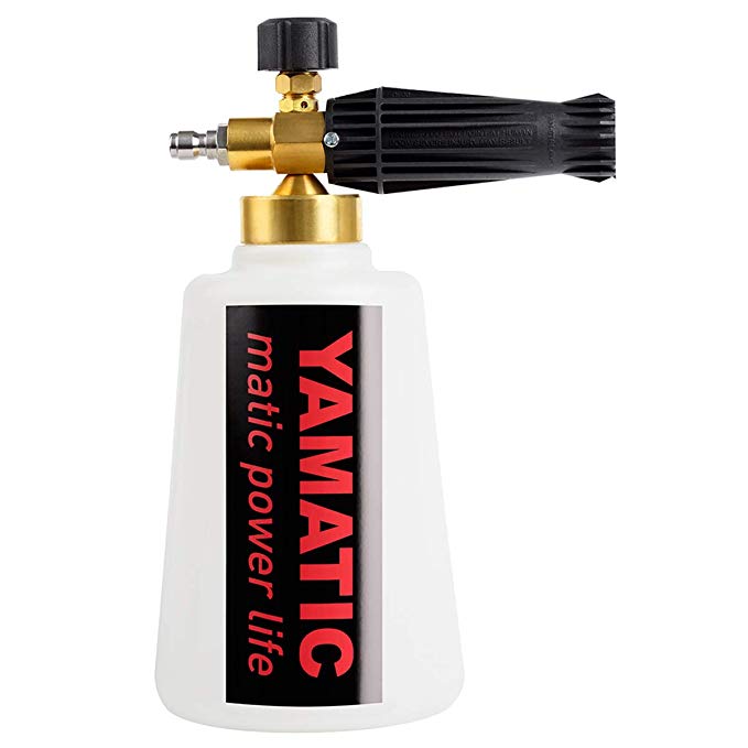 YAMATIC Adjustable Upgrade Foam Cannon 2L Bottle-Improved Snow Foam Lance Nozzle Pressure Washer Jet Wash with 1/4" Quick Connector Foam Blaster 0.53 Gallon Bottle