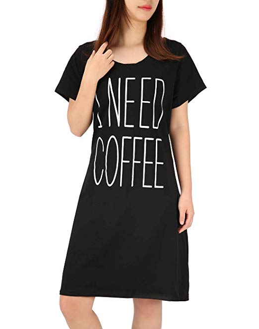 HDE Women's Sleep Shirt Dress Short Sleeve Nightgown Pajama Oversized Nightshirt