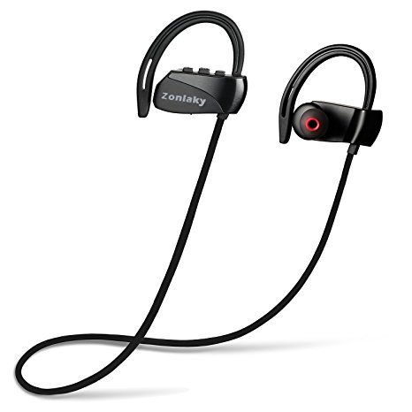 Bluetooth Headphones 4.1, Zonlaky Best Wireless Sports Earphones with Mic, IPX7 Waterproof, HD Sound with Bass, Noise Cancelling, Secure Fit, up to 15 hours working time