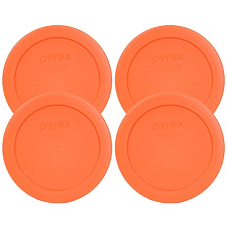 Pyrex 7200-PC Round 2 Cup Storage Lid for Glass Bowls (4, Orange)