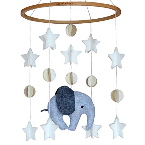 Sorrel   Fern Baby Crib Mobile Scandinavian Elephant -Baby Shower Gift Nursery Decoration