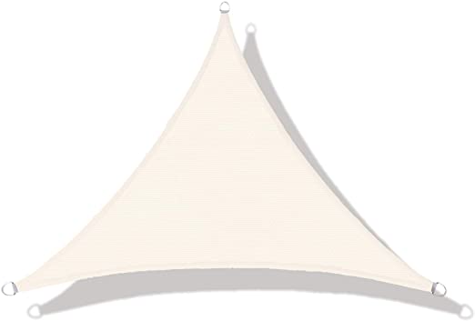 LOVE STORY Triangle 5 x 5 x 5 m Cream(HDPE) UV Block Sun Shade Sail Awning for Outdoor Patio Garden