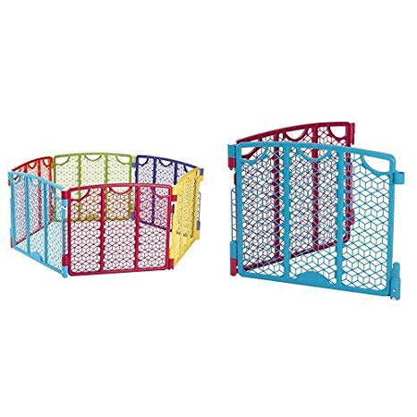 Evenflo Versatile Play Space, Multi Color with Versatile Play Space 2-Panel Extension, Multi Color