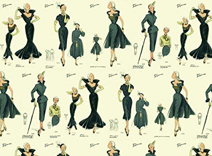 Rossi Decorative Paper- Vintage Womens Fashion Illustrations 28x40 Inch Sheet
