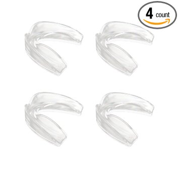 BeGrit Teeth Armor Professional Sport Mouth Guards- 4 Pack - Safe Clear Color - No Color Additive - Athletic Teeth Mouth Guards - Fit Any Mouth Size - Custom Fit