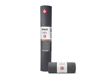 Manduka Black Pro Yoga Mat & eQua Yoga Towel Set