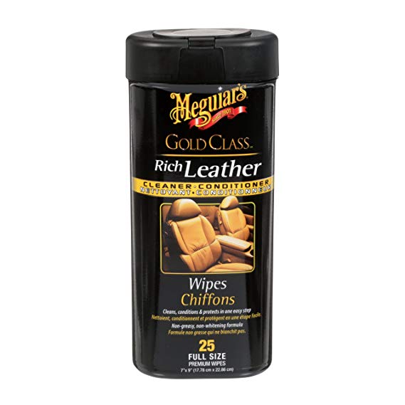 Meguiar's Gold Class Rich Leather Cleaner & Conditioner Wipes, 25-Wipes - G10900C