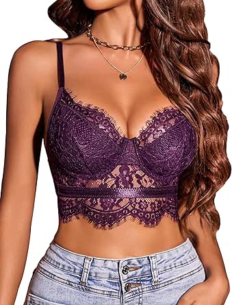 Avidlove Lace Bralettes for Women Y2k Strap Bustier Cami Top V Neck Camisole Lingerie