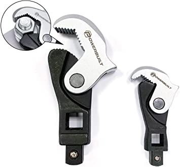 Powerbuilt 2 Piece Spring-Loaded Auto Size Adjusting Crowfoot Wrench Set, Universal Wrench, Multi-Size Wrench, Self-Adjusting Wrench, Power Grip Wrench, Rapid Wrench- 240274