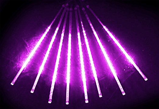 Alkbo Purple Meteor Shower Rain Lights Waterproof String for Wedding Party Christmas Xmas Decoration Tree Party Garden Xmas String Light Outdoor 8 Tube