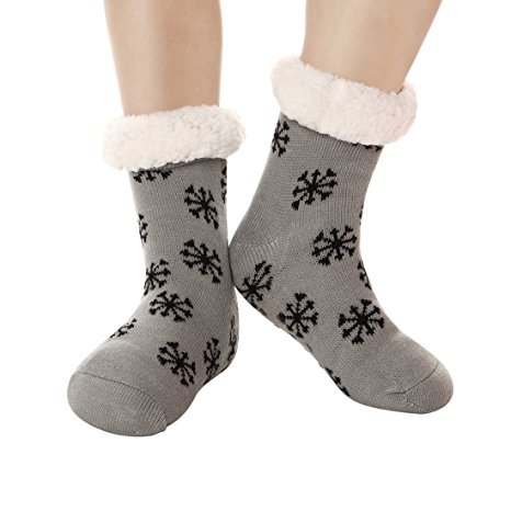 Furry Slipper Socks Women Non Slip Grippers Sherpa Fleece Lining Christmas Stockings