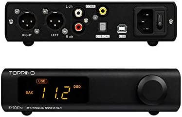 Topping D30 Pro 4*CS43198 Chip DAC Hi-Res Audio DSD256 PCM384kHz XMOS XU208 Preamplifier RCA XLR USB Optical Decoder (Black)