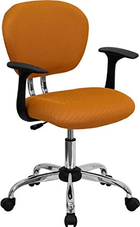 Flash Furniture Mid-Back Orange Mesh Swivel Task Chair with Chrome Base and Arms