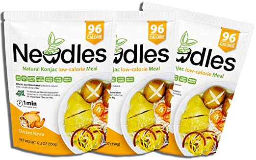 Newdles (New Generation) Konjac/Shirataki Low-Calorie Meal (Chicken Flavor) Easy to prepare, No boiling, Low Carb, Low Calories, High water-soluble dietary fiber, Good taste(Pack of 3)