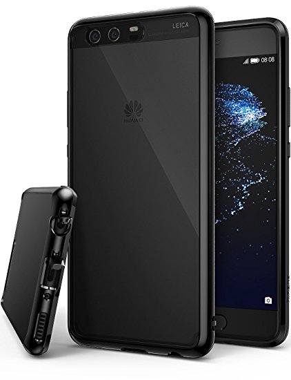 Huawei P10 Plus Case, Ringke [FUSION] Tough PC Back TPU Bumper [Drop Protection/Shock Absorption Technology][Attached Dust Cap] Raised Bezels Protective Cover For Huawei P10 Plus - Ink Black