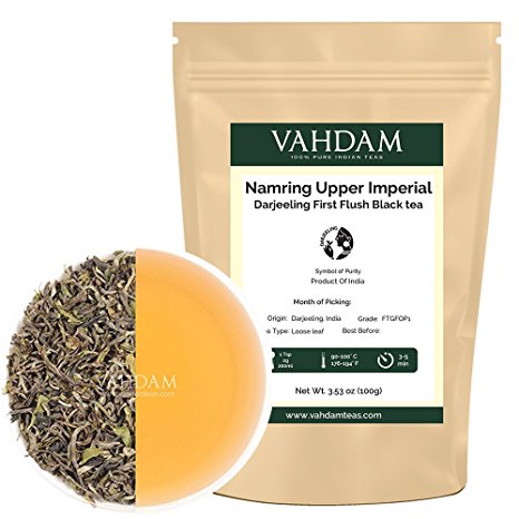 2017 Harvest, Namring Upper Imperial Darjeeling First Flush, 100% Pure Unblended Black Tea Loose Leaf Sourced Directly from the Namring Tea Estate,Smooth,Fragrant & Limited Edition (50 Cups), 3.53oz