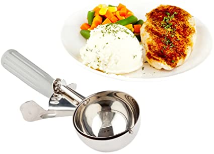 #8 (4 oz) Disher, Scoop, Food Scoop, Ice Cream Scoop, Portion Control - Grey Handle, Stainless Steel, Met Lux - 1ct Box - Restaurantware