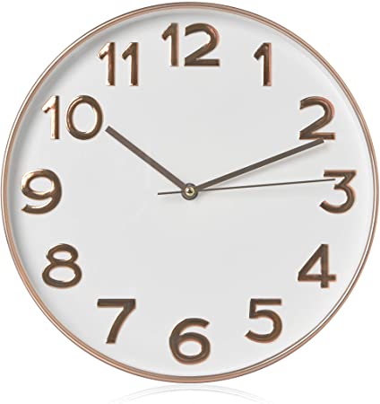 RCA RCWC20RW Wall Clock, 11.5" Round - Gold. Decorative Wall Clock - Battery Operated Quartz Accuracy - Large Display Clock