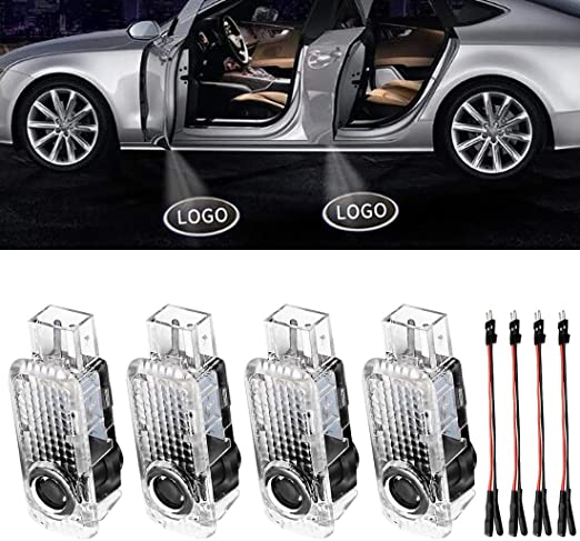 4Pcs LED Car Logo Lights Ghost Light Door Light Projector Welcome Accessories Emblem Lamp For Audi Series(AUDI)
