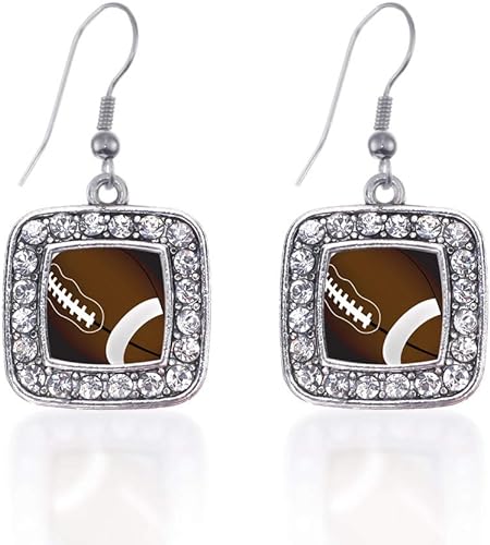 Inspired Silver - Silver Square Charm French Hook Drop Earrings with Cubic Zirconia Jewelry