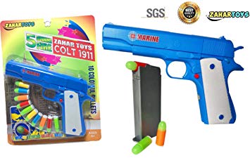 ZAHAR Toys Colt 1911 Toy Gun with 10 Colorful Soft Bullets, Ejecting Magazine and Pull Back Action