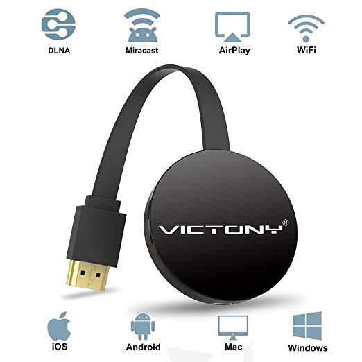 VICTONY Miracast Dongle 1080P Wireless WiFi Display Dongle for TV,High Speed HDMI Miracast Dongle for Android Smartphone Tablet Apple iPhone iPad Pixel Nexus,1080P Wireless HDMI Dongle