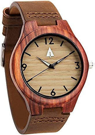 Treehut Men Wooden Quartz Analog Premium Quality Leather Strap Durable Wrist Watch