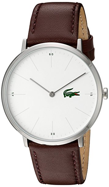 Lacoste Men's Quartz Stainless Steel and Leather Casual Watch, Color:Brown (Model: 2010872)