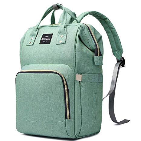 HaloVa Diaper Bag Multi-Function Waterproof Travel Backpack Nappy Bags for Baby Care, Large Capacity, Stylish and Durable, Green
