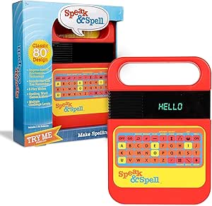 Speak & Spell Electronic Game - Educational Learning Toy, Spelling Games, 80s Retro Handheld Arcade, Autism Toys, Activity for Boys, Girls, Toddler, Ages 7