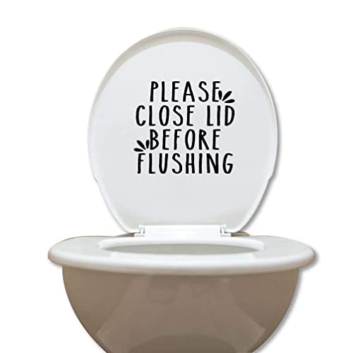 Farmhouse Styled Bathroom Toilet Lid -"Please close lid before Flushing" Vinyl Decal Sticker #FMH2