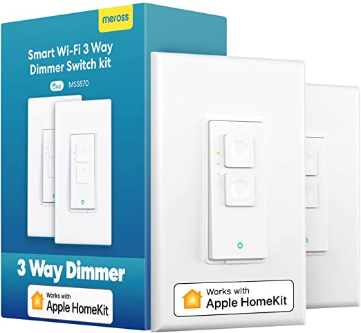 3 way smart dimmer switch Kit, Meross Smart Light Switch Supports Apple HomeKit, Siri, Alexa, Google Assistant & SmartThings, 2.4GHz Wi-Fi Light Switch, Neutral Wire Required, Remote Control Schedule