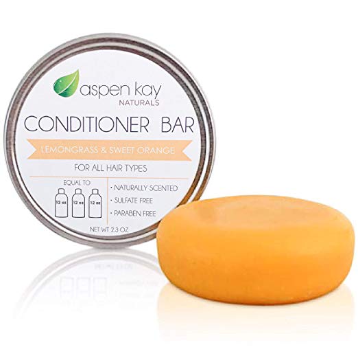 Solid Conditioner Bar, Made With Natural & Organic Ingredients, All Hair Types, Sulfate-Free, Cruelty-Free & Vegan 2.3 Ounce Bar (Lemongrass & Sweet Orange)