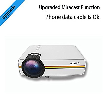 Smartphone Projector For Iphone Android Tablet,Looein Mini Portable Video Miracast Projector Via USB Data Cable , Support 1080P by HDMI VGA USB AV for Home Cinema Theater Movie TV Laptop Games