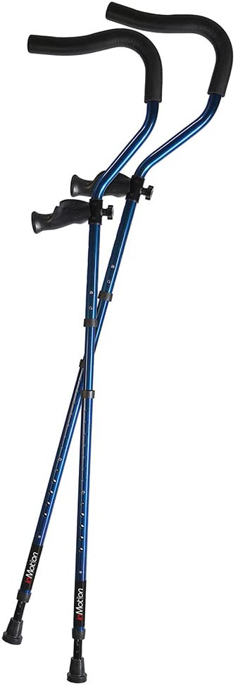 in-Motion Pro Crutches | Foldable | Ergonomic Handles | Spring Assist Technology | Articulating Tips | Size Tall (5'7" - 6'10") | Metallic Blue