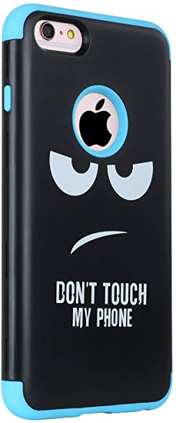 iPhone 6s Plus Case,XRPow iPhone 6 Plus 5.5inch Dual Layered Protection Soft TPU Hard Bumper Frame Shock Drop Absorption Armor Cover for Apple iPhone 6 Plus /6s Plus (Don't Touch My Phone/Blue)