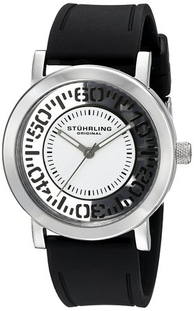 Stuhrling Original Women's 830.01 Symphony Quartz Black Silicone Strap Watch