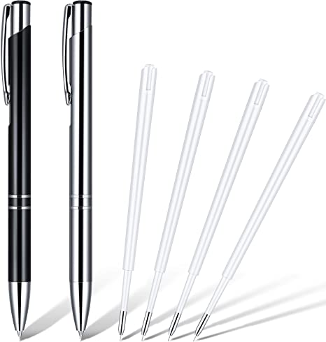 Air Release Pen Pin Pen Craft Vinyl Weeding Tools Air Release Weeding Tool Stainless Steel Point Retractable Air Release Tool Weeding Pen with Refills (Black, Gray,6 Pieces)