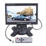 Dragonpad 7 TFT LCD Color 2 Video Input Car RearView Headrest Monitor DVD VCR Monitor With Remote and Stand and Support Rotating The Screen