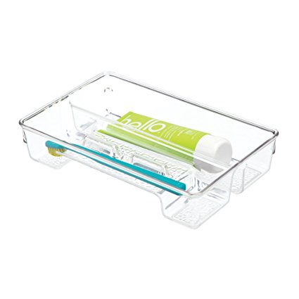 mDesign Toothbrush and Toothpaste Drawer Organizer - Clear