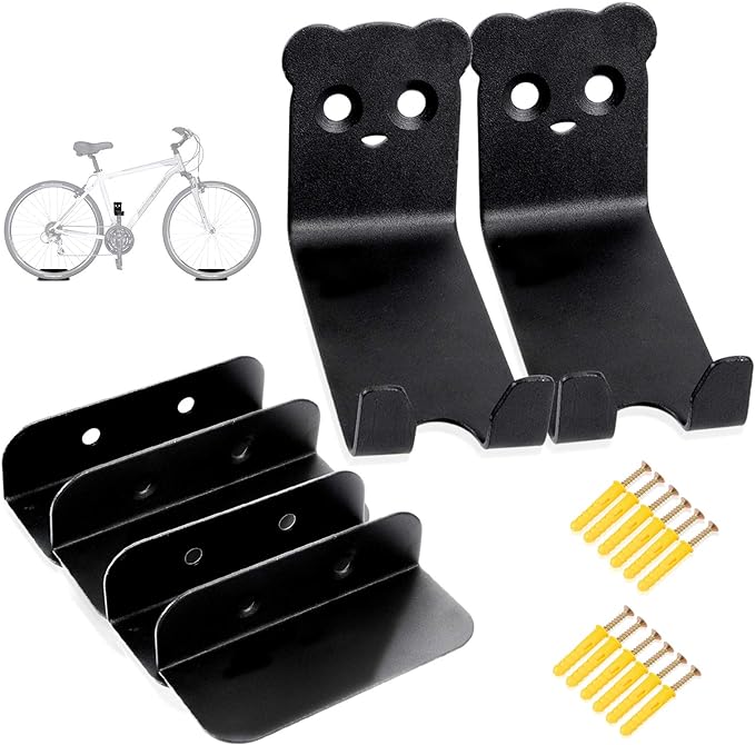 Voilamart Bicycle Rack Cycling Pedal Storage, Bike Hanger Wall Mount, Heavy Duty Bicycle Hold Hooks for for Road, Mountain or Hybrid Bikes (2 SET)