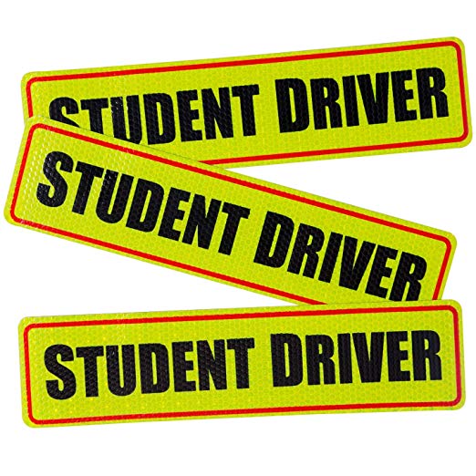 Yacoto 3 Pack Student Driver Stickers Car Safety Sign - Vehicle Reflective Signs Sticker Bumper Magnet for New Driver