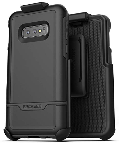 Encased Galaxy S10e Belt Clip Protective Holster Case (2019 Rebel Armor) Heavy Duty Rugged Full Body Cover w/Holder (Black) for Samsung Galaxy S10 E