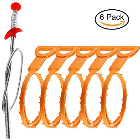 Cooper GTV Drain Snake Clog Remover Drain Snake, 6 Pack Drain Snake Hair Drain Clog, Drain Snake Hair Tool, 20 Inch Drain Snake Drain Relief Cleaner Tool for Sink, Tube Drain Cleaning