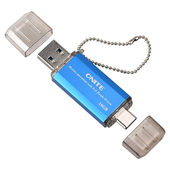 Onite Multipurpose USB C & USB A 3.0 Flash Drive for New Macbook, Galaxy S9, S8 Plus, Note 8, G6, Pixel XL, Blue(16G)