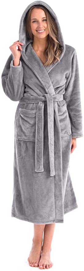 Patricia Women's Cozy Plush Hooded or Shawl Collar Robe in Ultra-Soft Fleece (S-XXL)